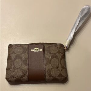 Coach Signature Brown Wristlet